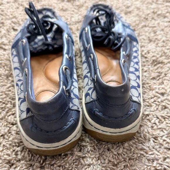 Coach Rainy Navy Blue & Grey Boat Shoes - Picture 2 of 5